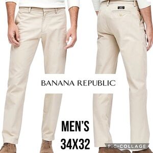 Banana Republic Mens Pants Emerson Chino Cotton Slacks Preppy Deep Vanilla 34x32
